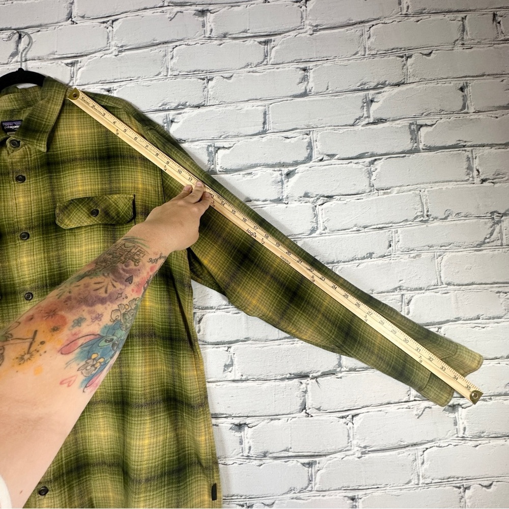 Patagonia Fjord Flannel Shirt Organic Cotton Long Sleeve XXL Green Plaid Outdoor - Picture 5 of 8